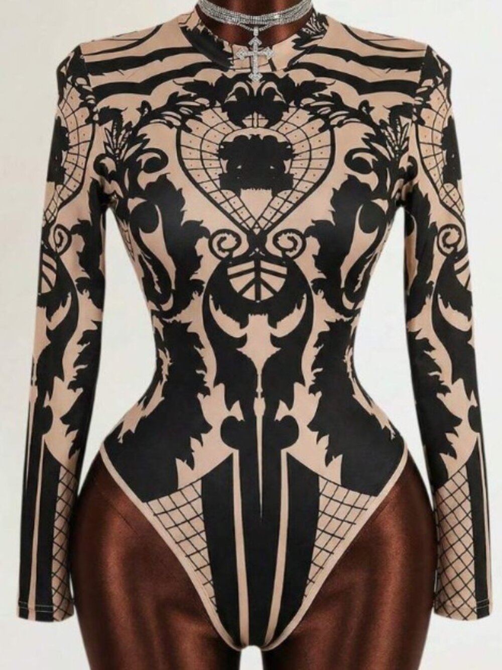 Black and Nude Royal Highness Bodysuit